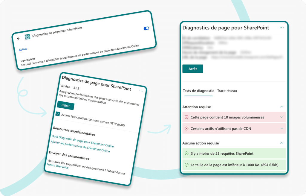 diagnostics de page sharepoint