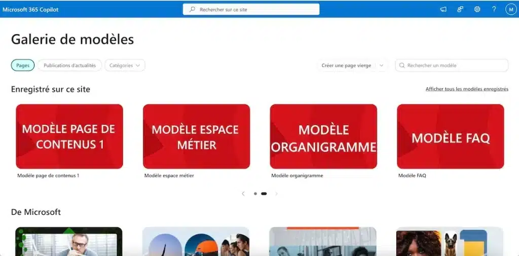 galerie de modèle SharePoint
